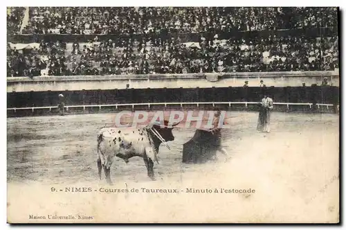 Cartes postales Corrida Course de taureaux Nimes Minuto a l&#39estocade