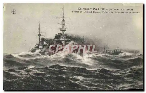 Ansichtskarte AK Bateau de Guerre Cuirasse Patrie par mauvais temps