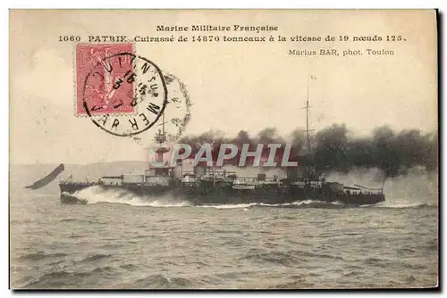 Ansichtskarte AK Bateau de Guerre Patrie Cuirasse