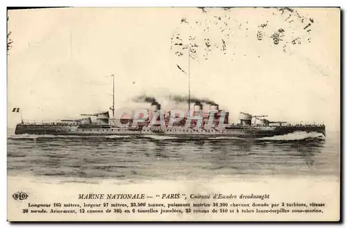 Cartes postales Bateau de Guerre Paris Cuirasse d'escadre Dreadnought