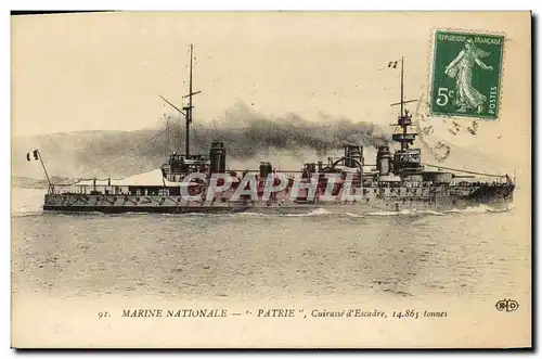 Ansichtskarte AK Bateau de Guerre Patrie Cuirasse d&#39escadre