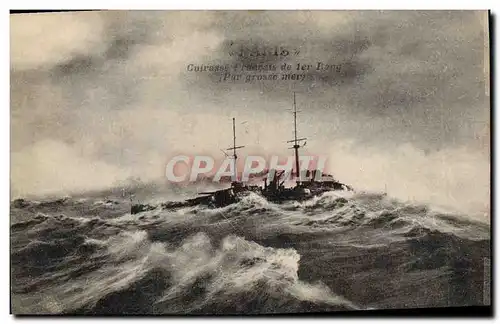 Ansichtskarte AK Bateau de Guerre Paris Cuirasse Francais de 1er rang par grosse mer