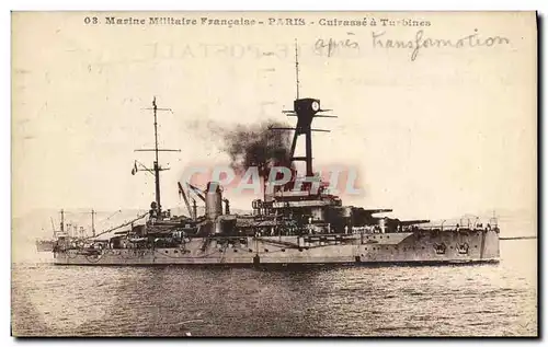 Cartes postales Bateau de Guerre Paris Cuirasse a turbines