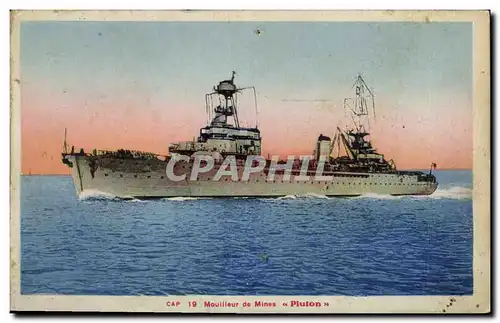 Ansichtskarte AK Bateau de Guerre Mouilleur de mines Pluton