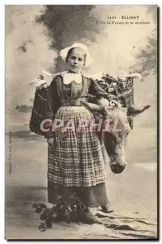 Ansichtskarte AK Folklore Elliant Fille de ferme et sa monture Ane Mule