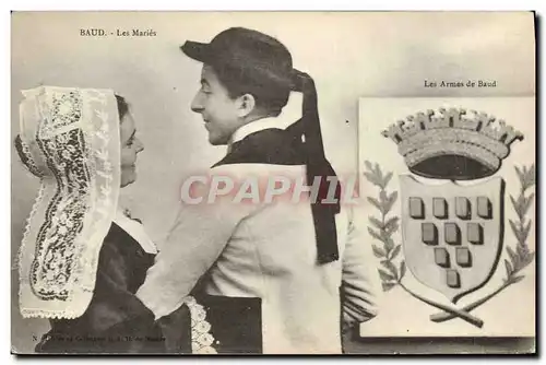 Cartes postales Folklore Baud Les maries Mariage Les armes de Baud