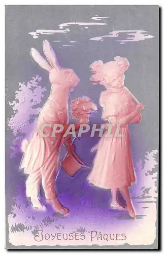 Ansichtskarte AK Fantaisie Femme Lapin (en relief)