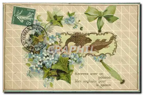 Cartes postales Fantaisie Fleurs Poissons