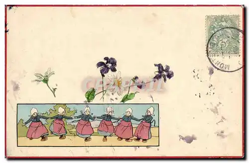 Cartes postales Fantaisie Fleurs Enfants