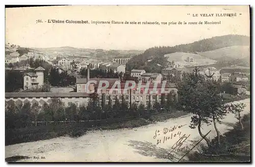 Cartes postales L&#39usine Colcombet Filature de soie et rubanerie vue prise de la route de Monistrol