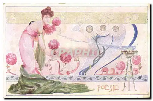 Cartes postales Fantaisie Illustrateur Femme Poesie