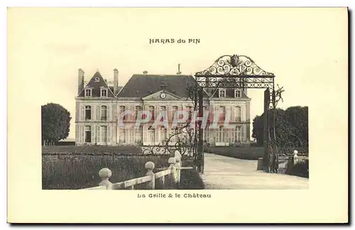 Cartes postales Cheval Equitation Hippisme Haras du Pin Le grille et le chateau
