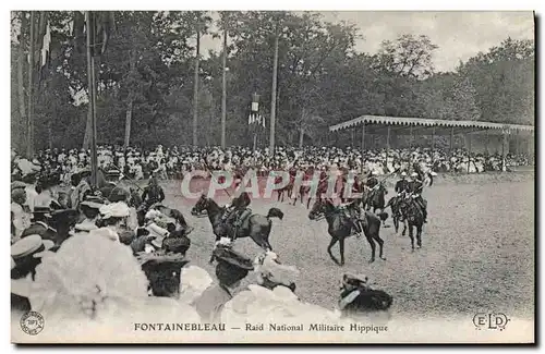 Cartes postales Cheval Equitation Hippisme Fontainebleau Raid national militaire hippique Militaria