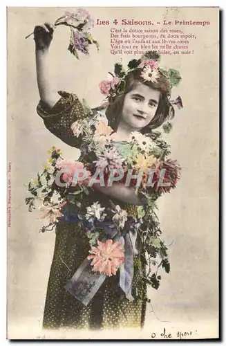 Cartes postales Fantaisie Femme Les 4 saisons Le Printemps