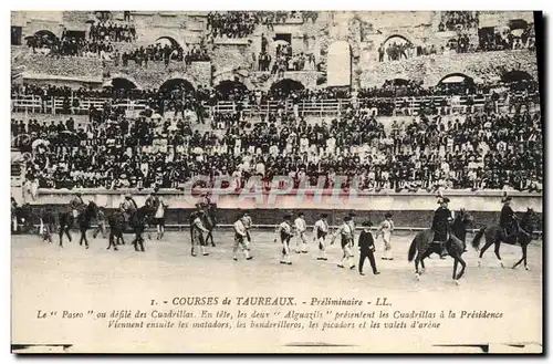 Cartes postales Corrida Course de taureaux Preliminaire Le paseo ou defile des cuadrillas