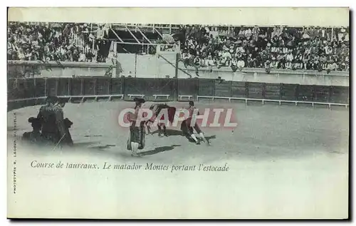 Ansichtskarte AK Corrida Course de taureaux Le matador Montes portant l&#39estocade