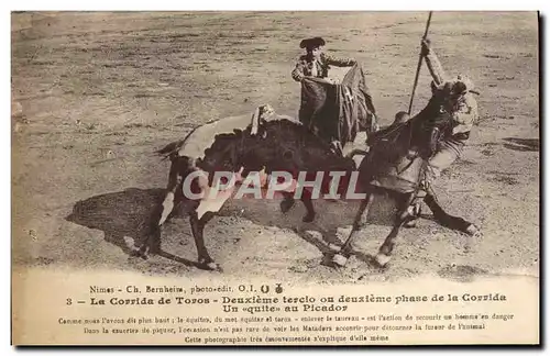Cartes postales Corrida Course de taureaux La corrida de toros Deuxieme tercio ou deuxieme phase de la corrida U
