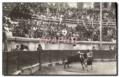 CARTE PHOTO Nimes Corrida Course de taureaux