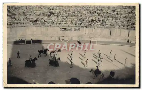 CARTE PHOTO Arles 1957 Corrida Course de taureaux