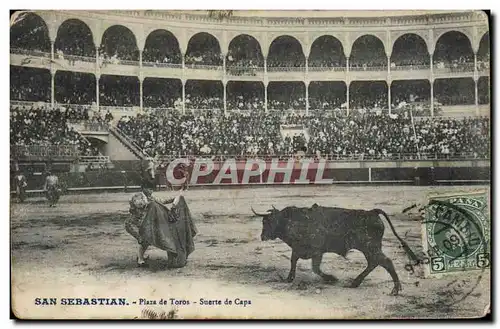 Cartes postales Corrida Course de taureaux San Sebastian Plaza de Toros Suerte de capa