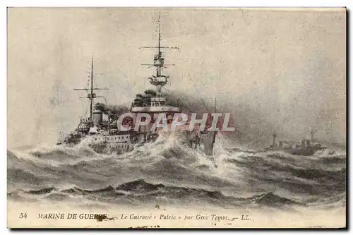 Ansichtskarte AK Bateau de Guerre Le cuirasse Patrie par gros temps