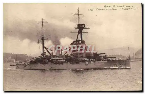 Ansichtskarte AK Bateau de Guerre Cuirasse a turbines Provence