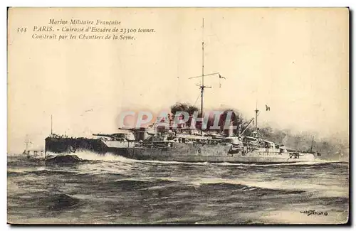 Cartes postales Bateau de Guerre Paris Cuirasse d'escadre construit par les chantiers de la Seyne