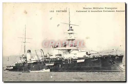 Ansichtskarte AK Bateau de Guerre Patrie Cuirasse a tourelles Vaisseau Amiral