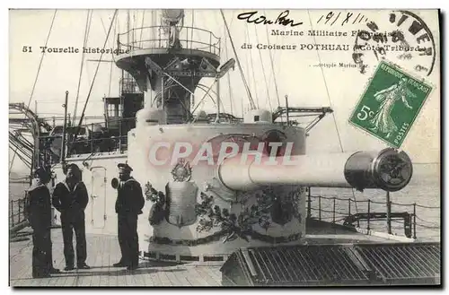 Cartes postales Bateau de Guerre Tourelle historique du croiseur Pothuau Cote Tribord