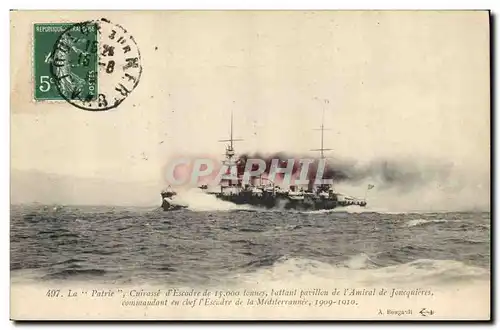 Cartes postales Bateau de Guerre La Patrie Cuirasse d'escadre battant pavillon de l'amiral de Joncquieres