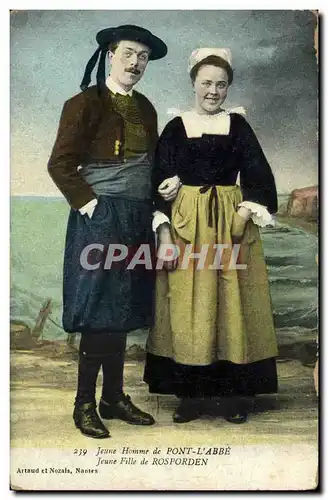 Ansichtskarte AK Folklore Jeune homme de Pont L&#39Abbe Jeune fille de Rosporden