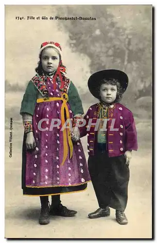 Cartes postales Folklore Enfants Fille et Gas de Plougastel Daoulas