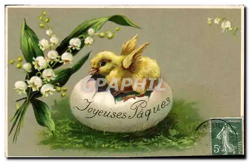 Cartes postales Fantaisie Fleurs Poussin Muguet