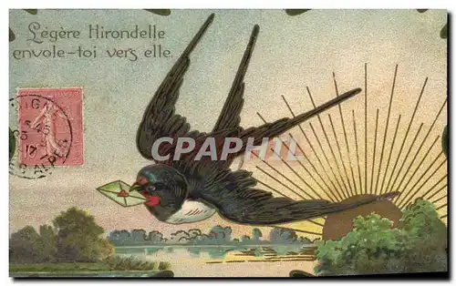 Cartes postales Fantaisie Fleurs Hirondelle Soleil