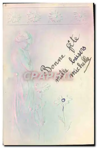 Cartes postales Fantaisie Fleurs Femme (d�cor en relief)