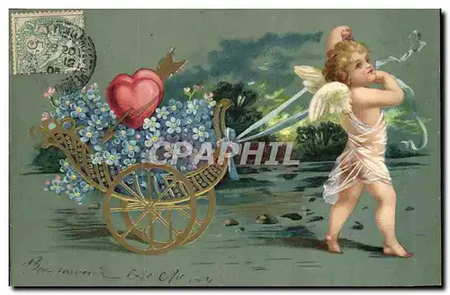 Cartes postales Fantaisie Fleurs Ange Colombes