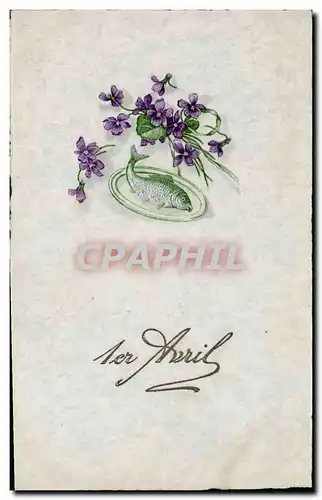 Cartes postales Fantaisie Fleurs Poisson