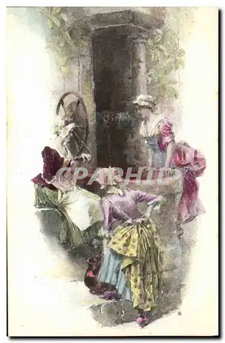 Ansichtskarte AK Fantaisie Illustrateur Femmes au puits