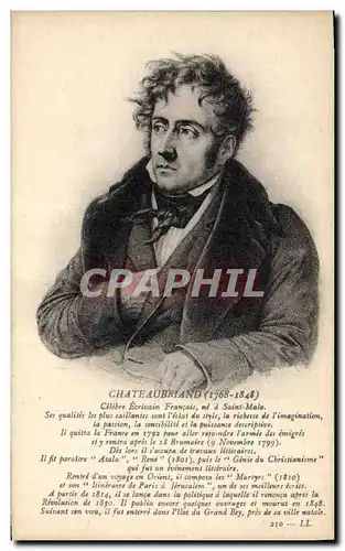 Cartes postales Chateaubriand Ecrivain