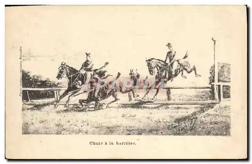 Cartes postales Hippisme Equitation Chute a la barriere