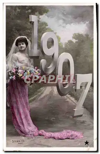 Cartes postales Fantaisie Fleurs Annee 1907 Femme