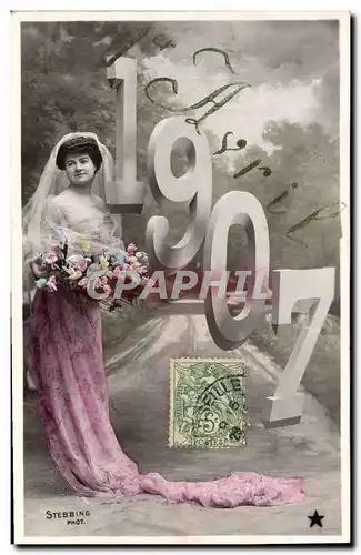 Ansichtskarte AK Fantaisie Fleurs Annee 1907 Femme