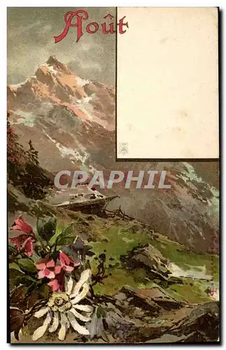 Cartes postales Fantaisie Fleurs Mois Aout