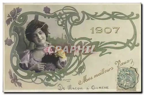 Ansichtskarte AK Fantaisie Fleurs Annee 1907 Femme