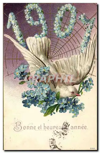 Cartes postales Fantaisie Fleurs Annee 1907 Colombe