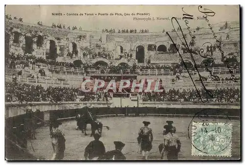 Ansichtskarte AK Corrida Course de taureaux Nimes Corrida de Toros Puerte de Rica Jeu du picador