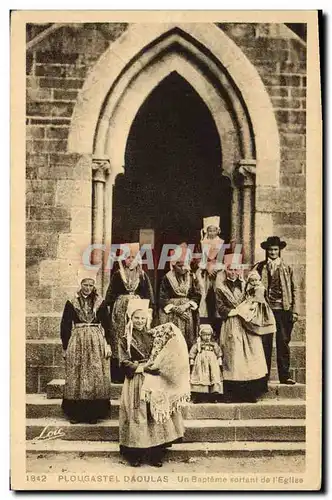 Ansichtskarte AK Folklore Plougastel Daoulas Un bapteme sortant de l&#39eglise