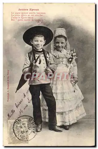 Cartes postales Folklore Jeunes epoux Mariage Enfants