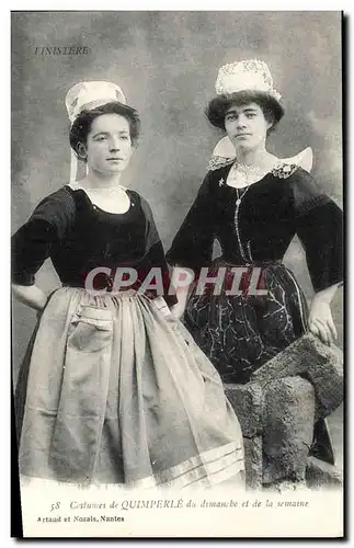 Cartes postales Folklore Costumes de Quimperle du dimanche et de la semaine