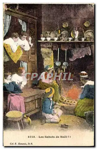 Cartes postales Folklore Enfants Les sabots de Noel